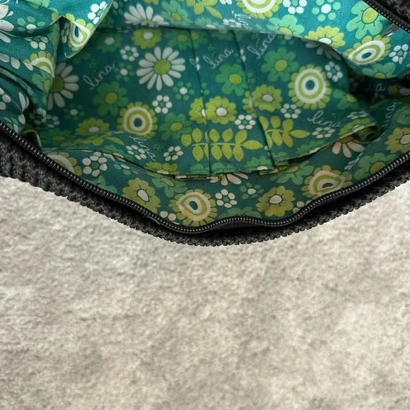 Black Lina purse with braided handle and groovy liner - Picture 6 of 6